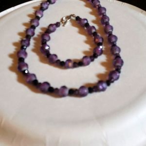 Purple bead necklace with matching bracelet